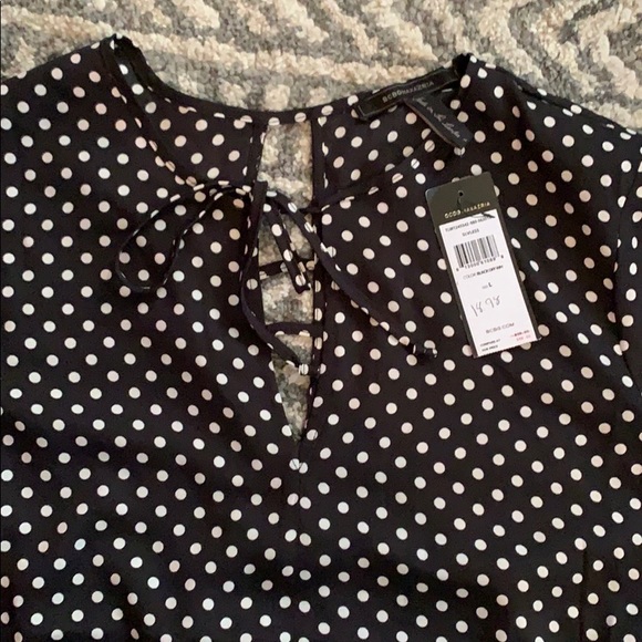 Sheer polka dot blouse black and white NWT - Picture 2 of 3